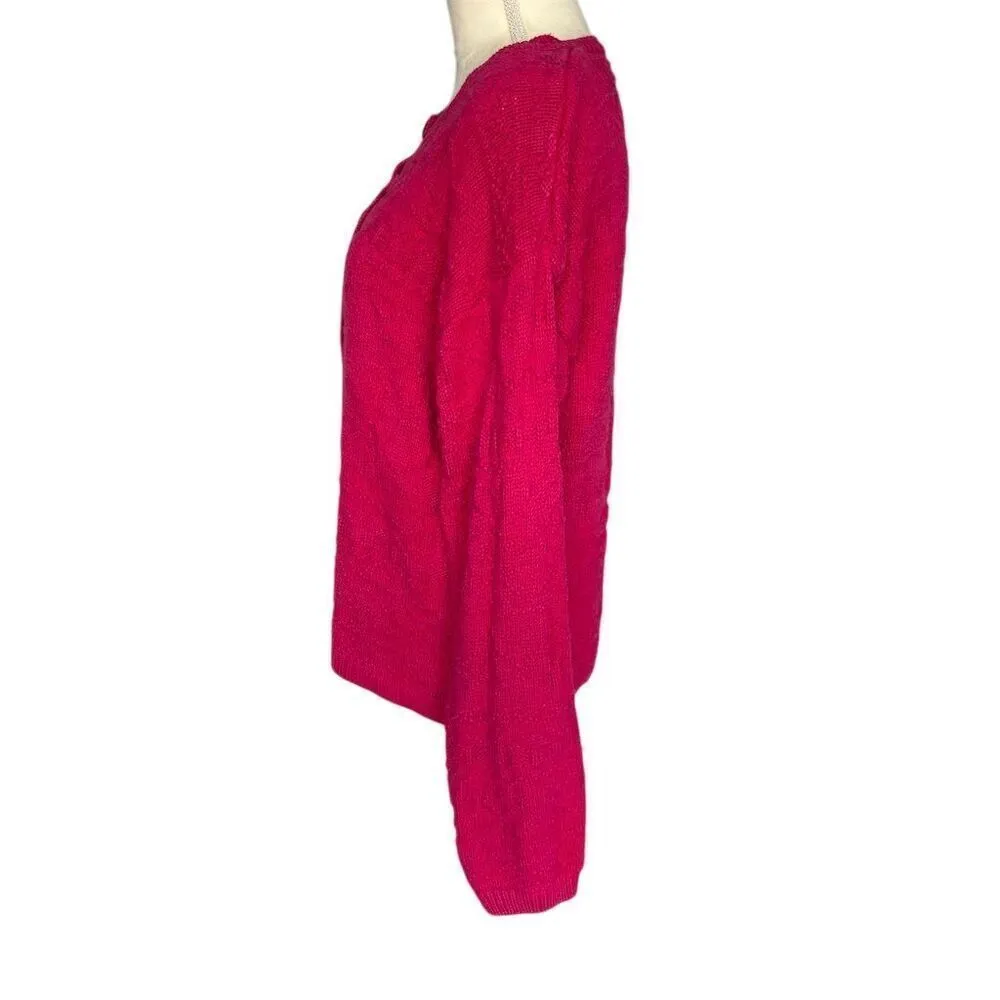Westbound Vintage Pink Knit Textured Cardigan Sweater M Long Sleeve Button Down - Image 3