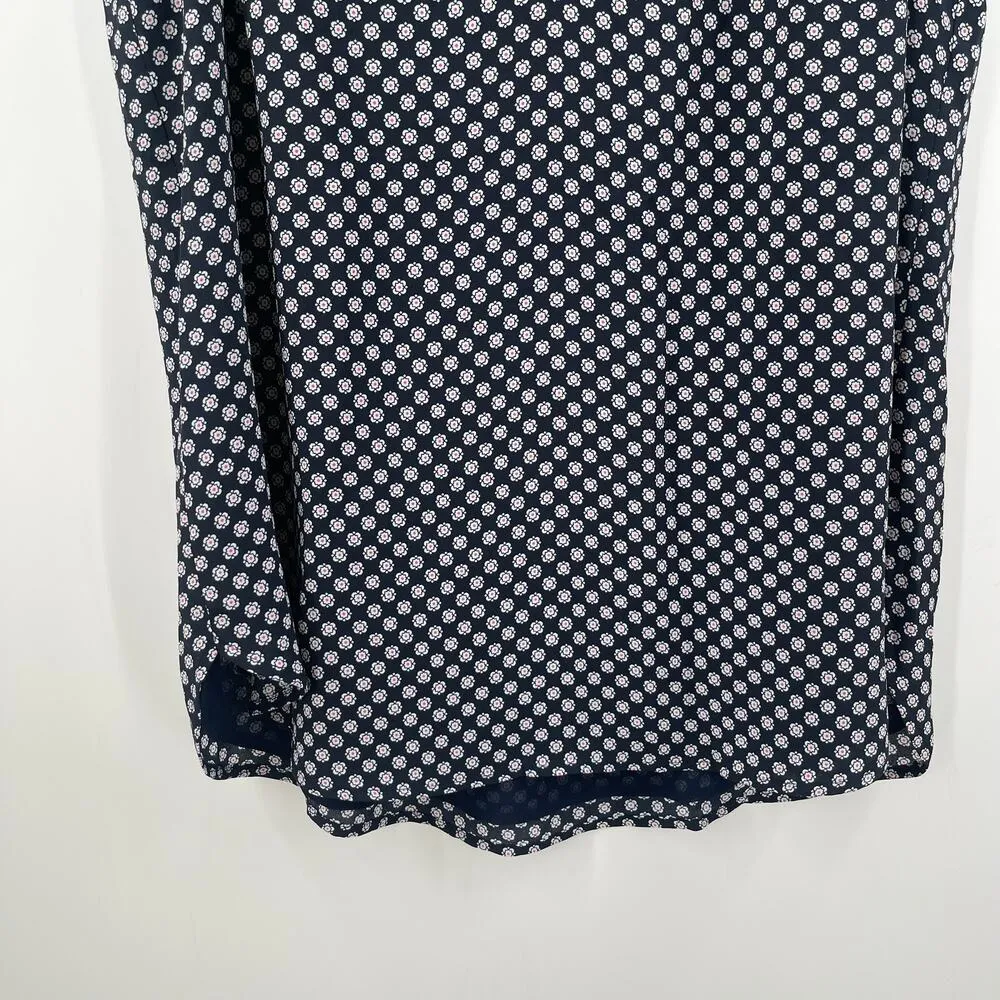LOFT ANN TAYLOR Tank Blouse Size Small Abstract Floral Detail Navy Boxy Flowy - Image 7
