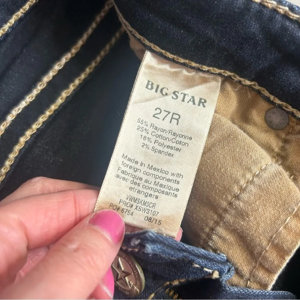 Big Star Maddie Skinny Denim Blue Jeans Embroidered Pockets Womens Size 27R - Image 8