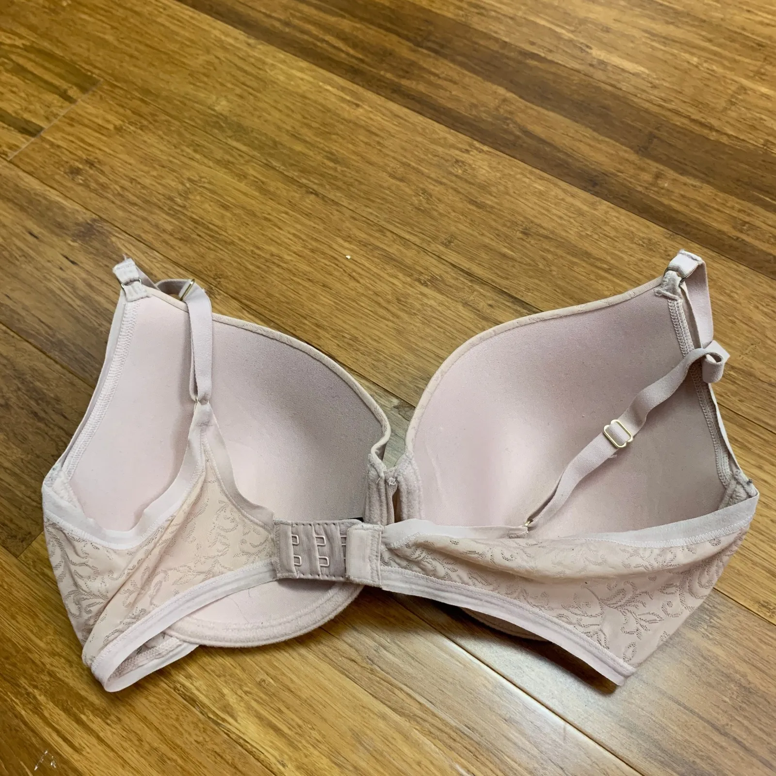 Natori 34D Beige Jacquard Lace Lined‎ Bra Adjustable Straps Hook Eye Closure - Image 2