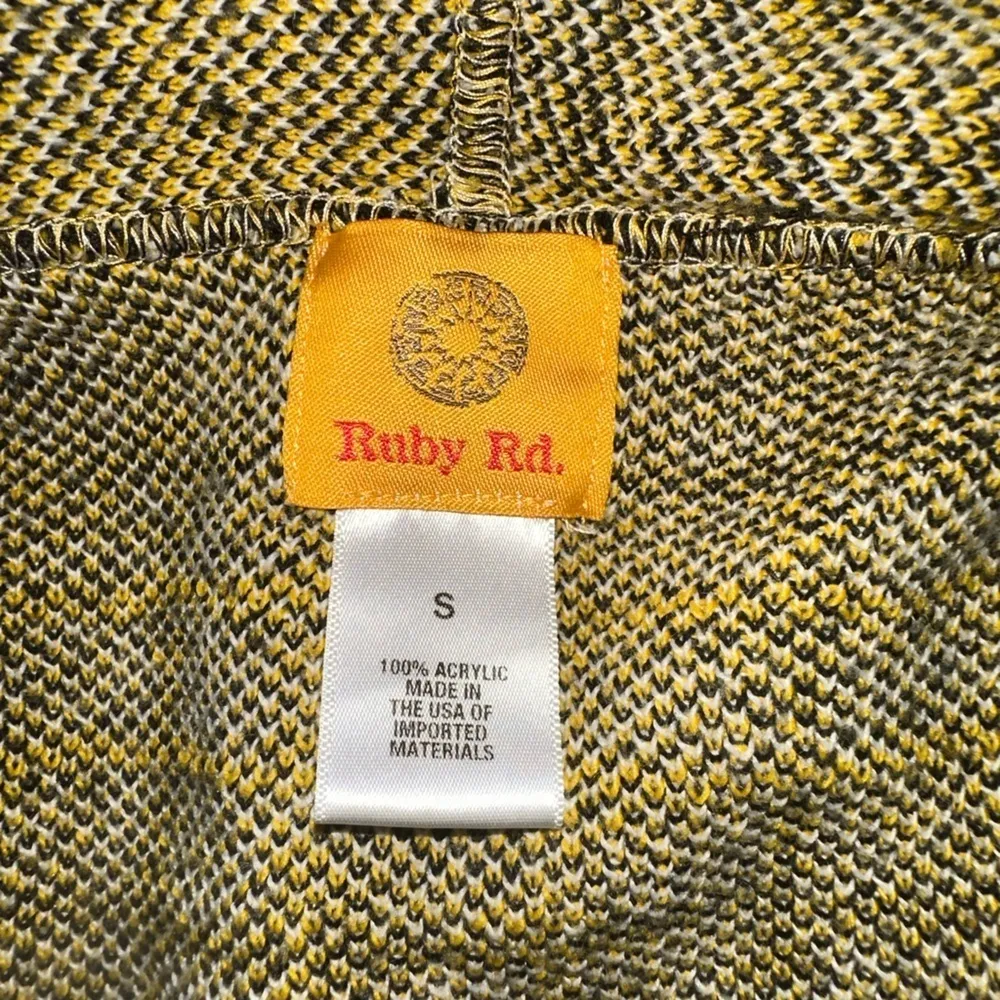 Ruby Rd Yellow Plaid Open Cardigan With Pockets Size S Gold - Image 3