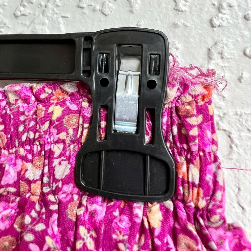 LoveShackFancy cherry wine ditzy floral tiered mini skirt size small - Image 5