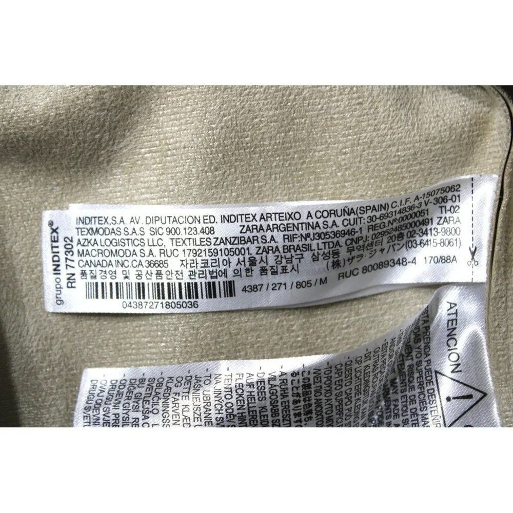 ZARA Ice Faux Leather Tunic Dress Cream Tan Midi Shift Dress Pockets Medium - Image 8