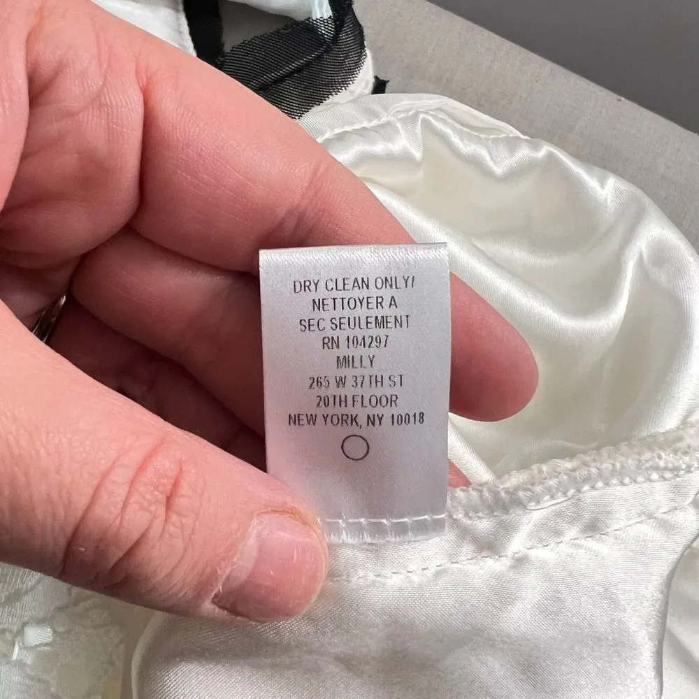 Milly Women's White Lace Sleeveless Black Frill Trim Sheath Mini Dress Size 6 - Image 9