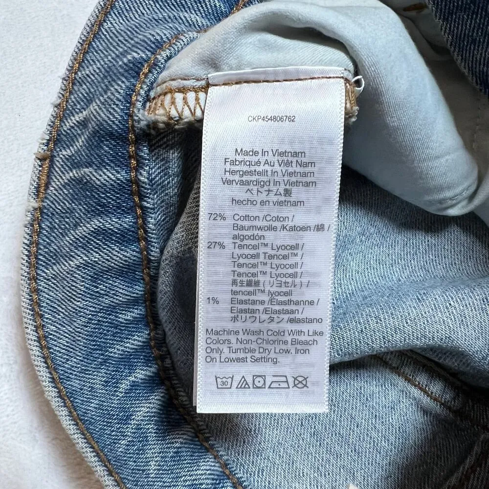 Madewell High Rise Mid Length Denim Shorts Woodvale Wash Size 23 Raw Hem - Image 8