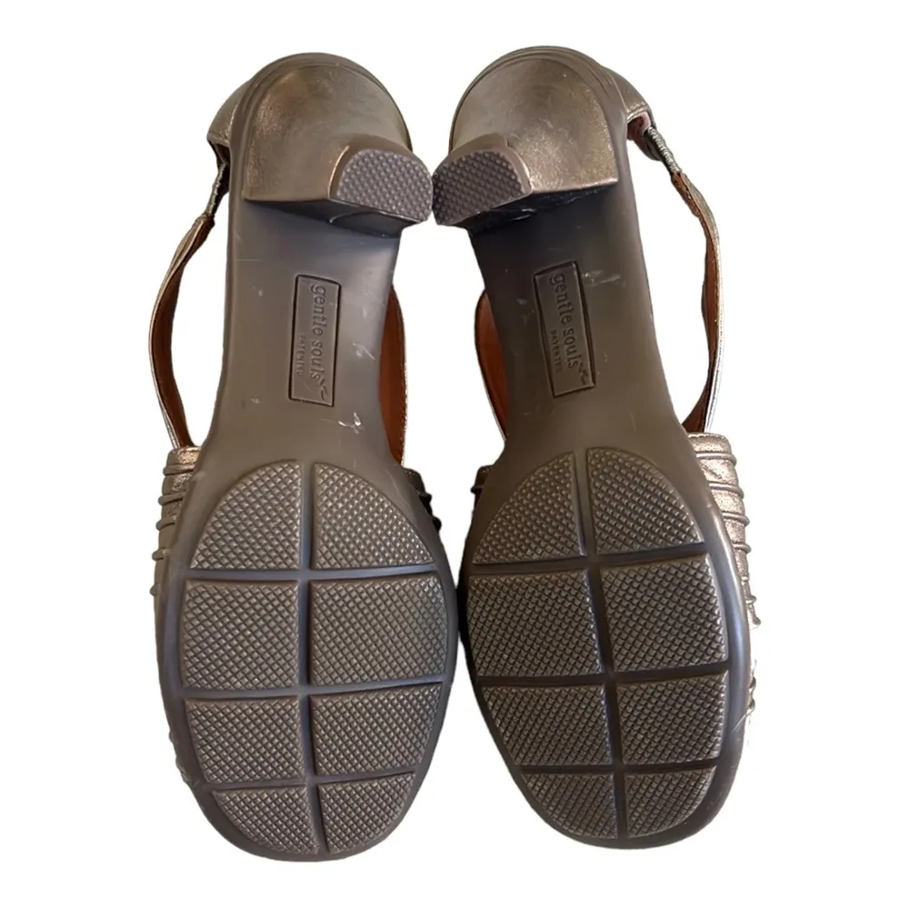 EUC Gentle Souls Leather Osaka Rama Heeled Sandals Gold Size 6.5 - Image 9