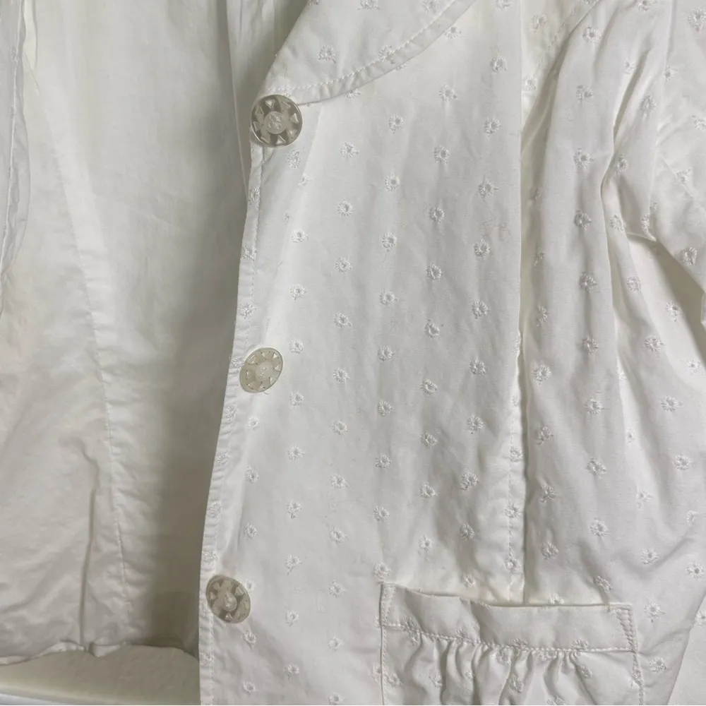 Vintage Inspired Embroidered Spring Cottagecore Relaxed Coastal Vacation Jacket White Size 16 - Image 4