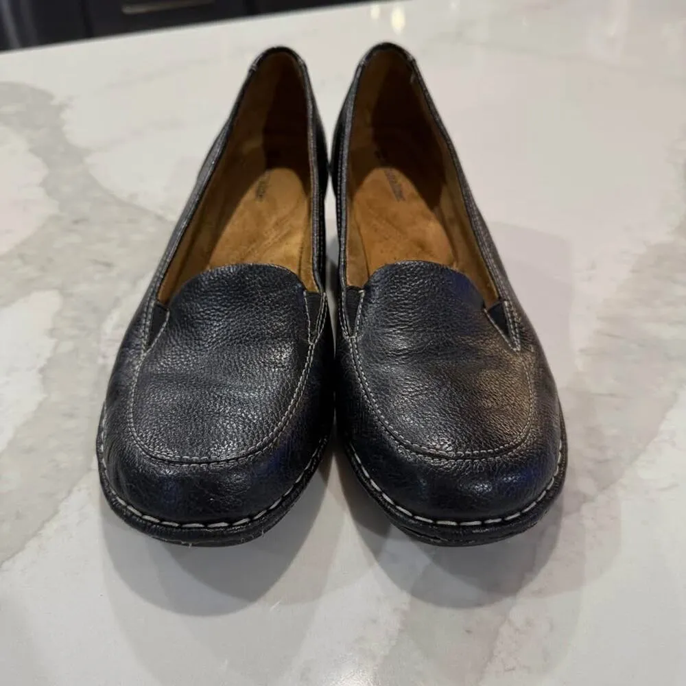 Naturalizer Shane Leather SlipOn Loafer Block Heel Womens 11M Dark Brown Stretch - Image 2