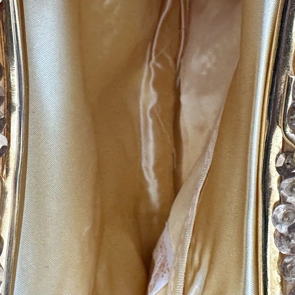 Vintage Gold Beaded Evening Bag Art Deco Flapper Hong Kong Kiss Lock Chain - Image 7