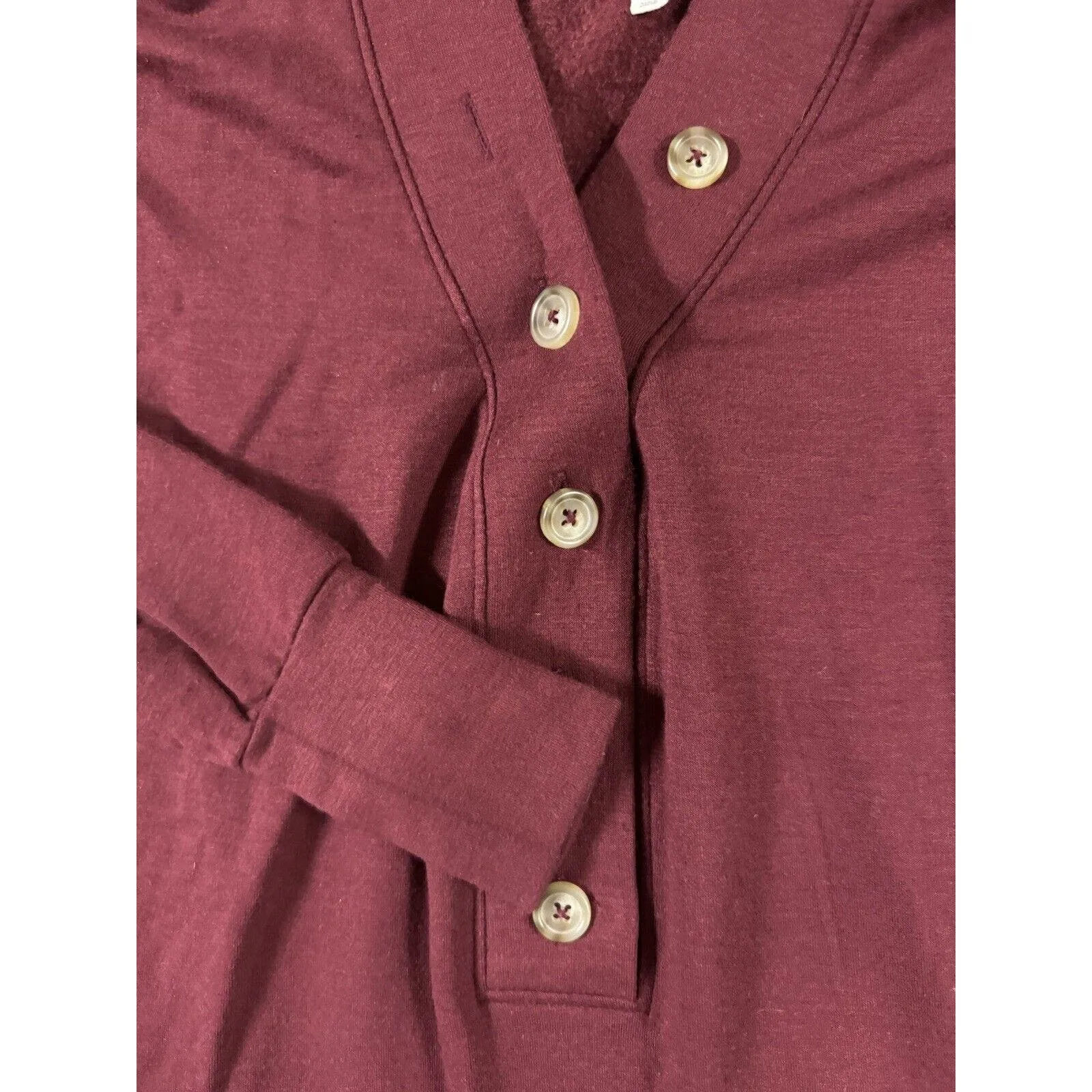 Lou And Grey Women's‎ Size XXS Signaturesoft Henley Long Sleeve Maroon Sweater - Image 2