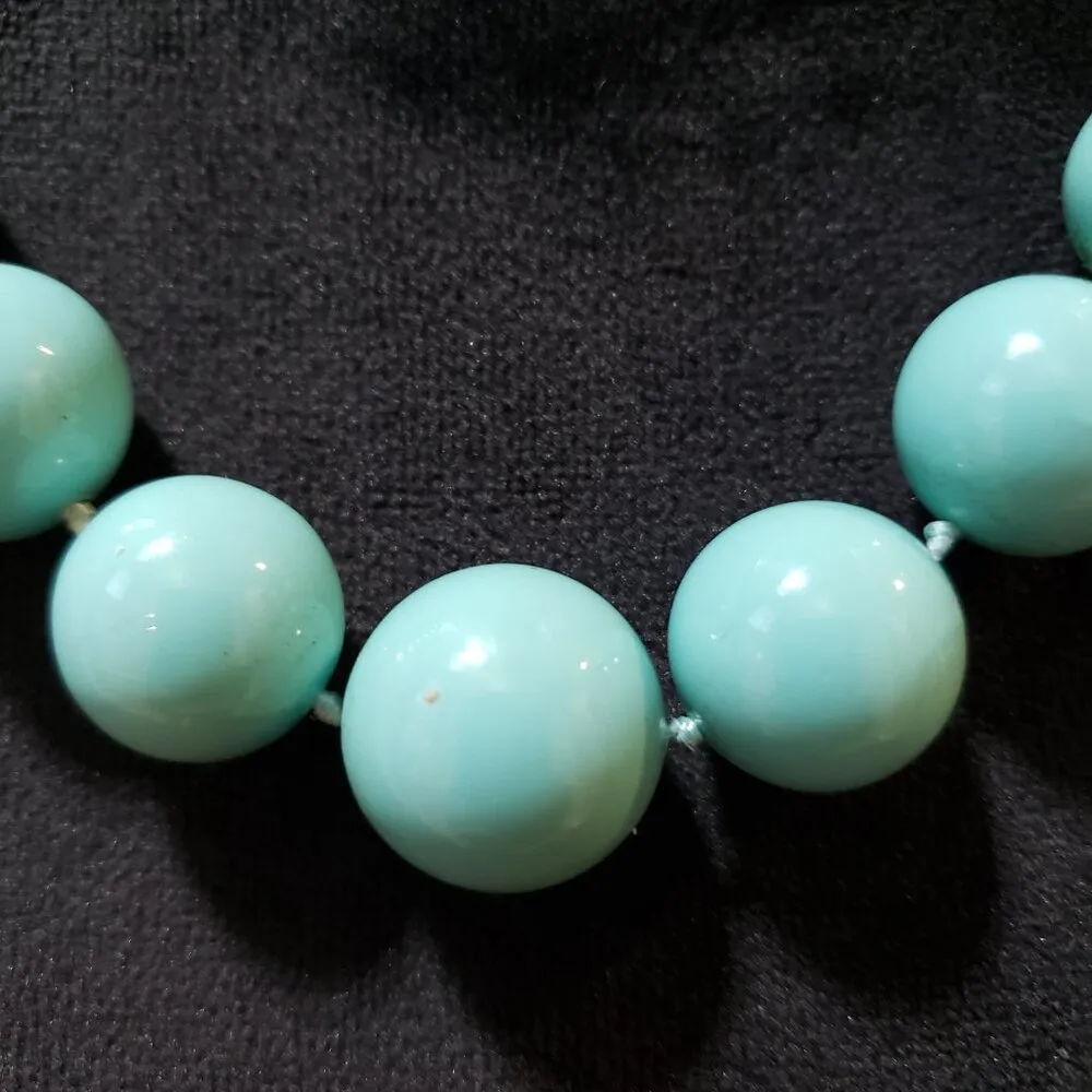 Womens Fashion Baby Blue Sea Pearls Collar Necklace Jewelry w/ Spring Ring Clasp - Image 3