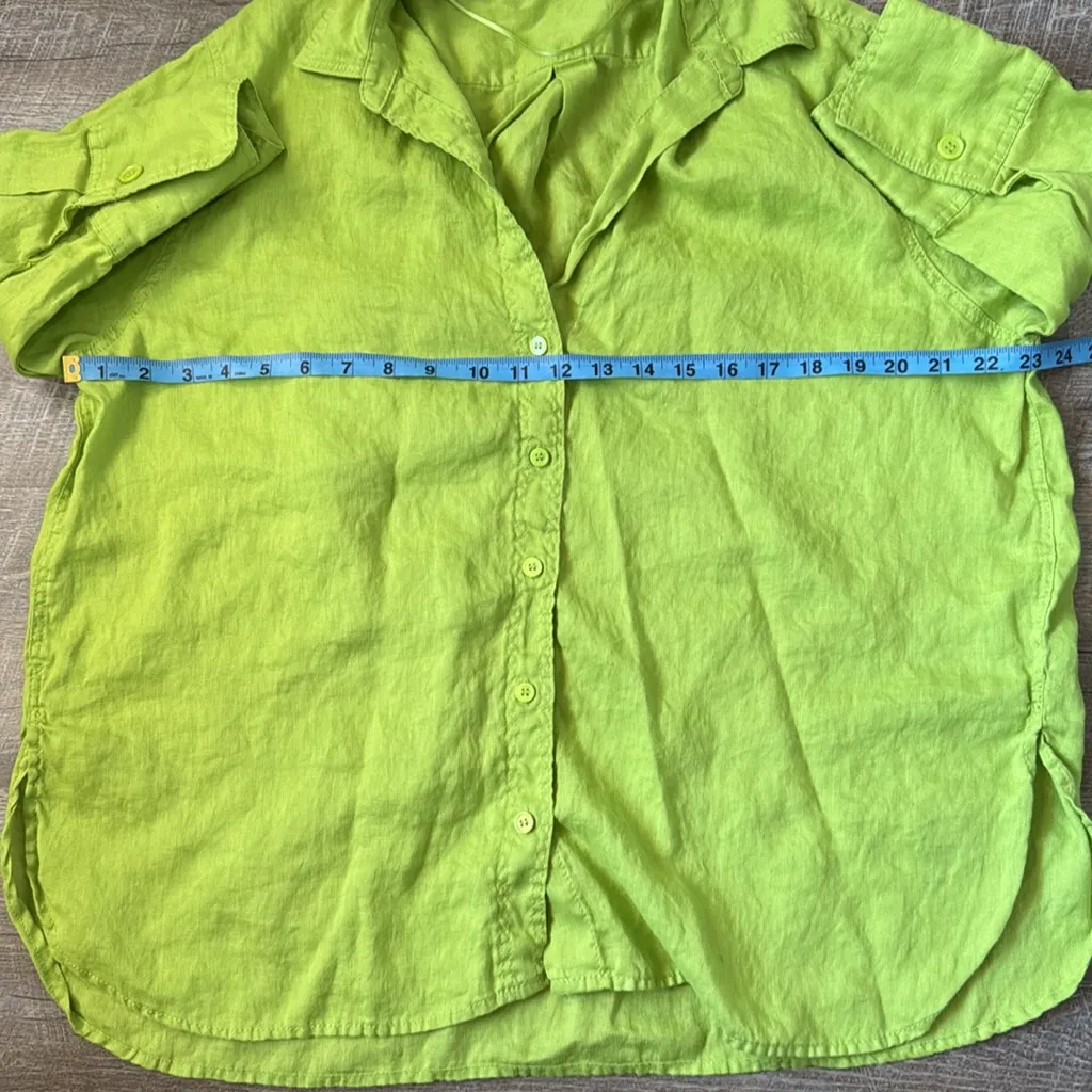 Zara Green Linen Blouse Size Large - Image 3