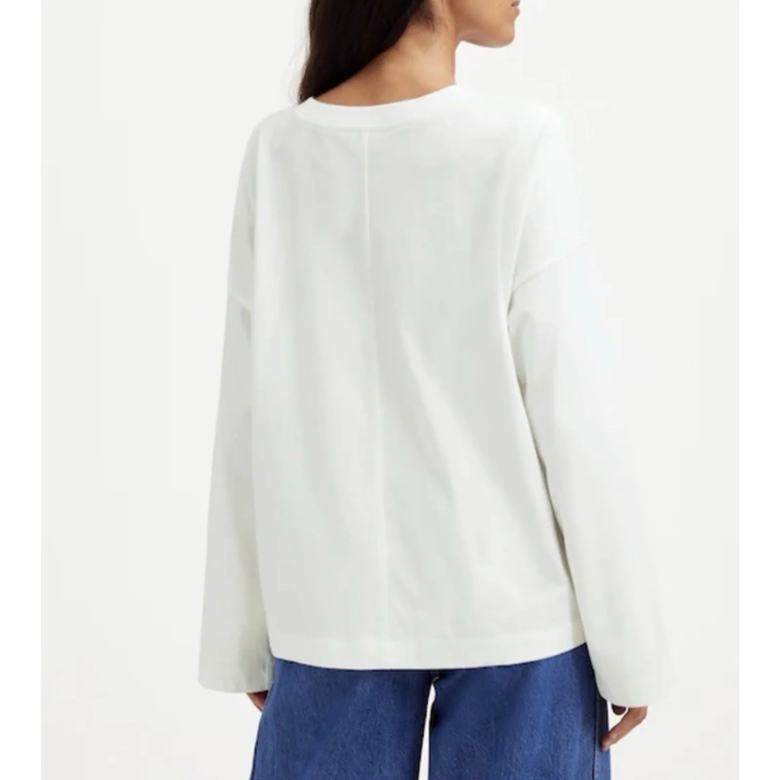 Madewell Easy Crewneck Long Sleeve Tee Oversized Relaxed Tee White T-Shirt XS - Image 3