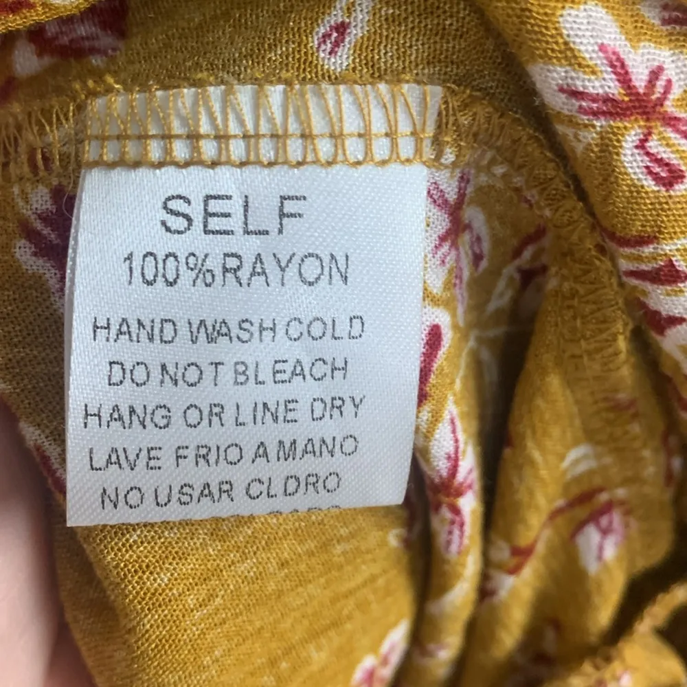 Easel Floral Mustard Yellow Ruffle Blouse Size M - Image 3