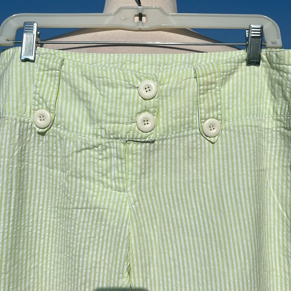 Searsucker Lime Green Cotton Pants Capri Cropped Womens Small - Image 2