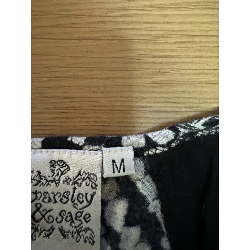 Parsley & Sage Tunic Top Size Medium Jersey Knit Stretch‎ Art To Wear Black Red - Image 4