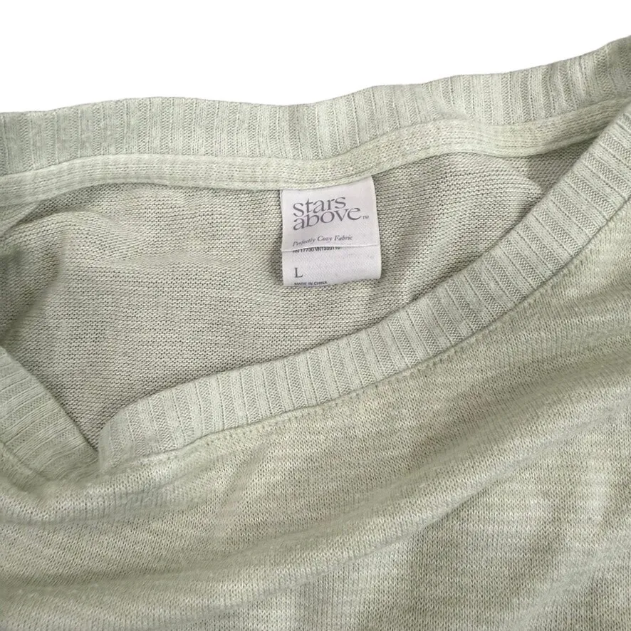 Stars Above Striped Pajama Set Long Sleeve & Shorts in Green, Size L - Image 2