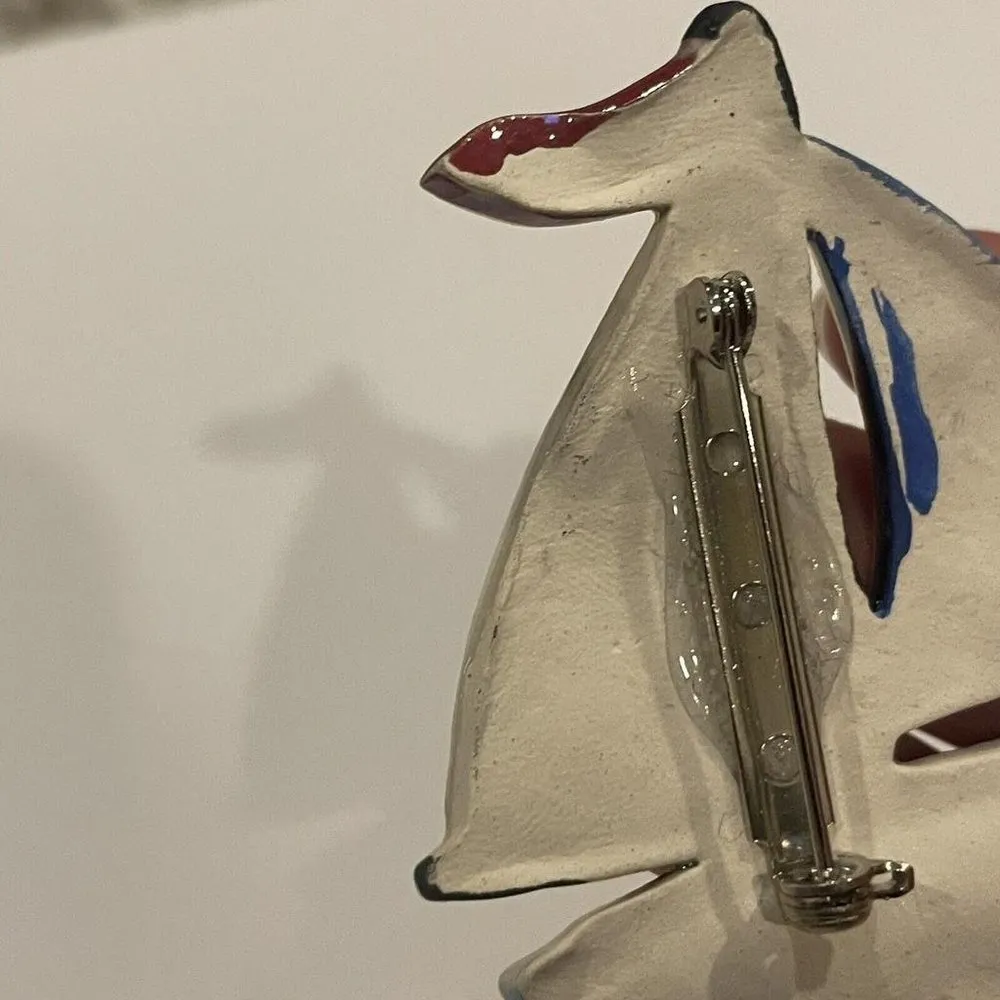 Handmade Brooch Pin Ceramic Handcrafted Sailboat - Image 5