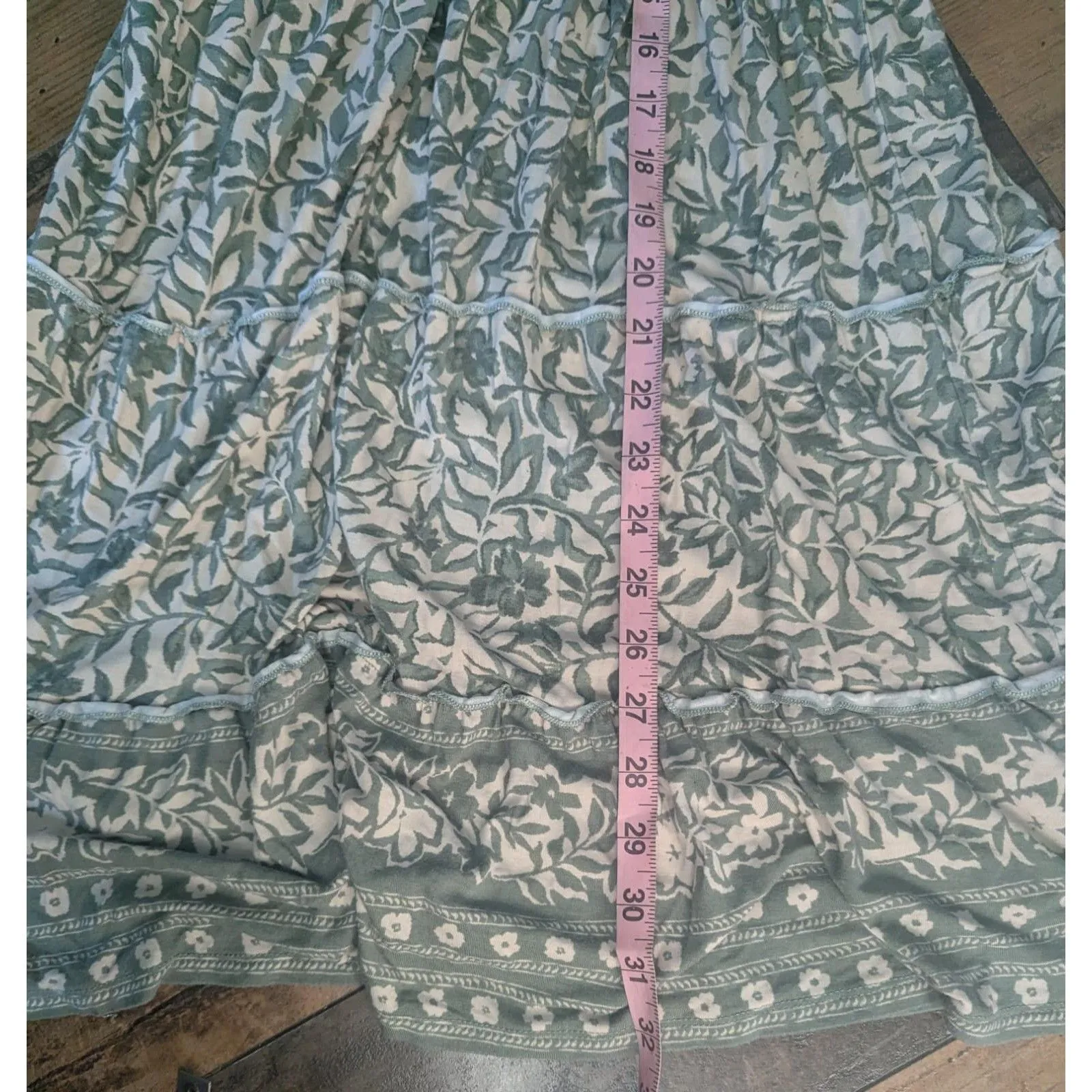 Lucky Brand Sage Green Floral Tiered Flutter Sleeve Midi Dress Boho Chic - Image 8