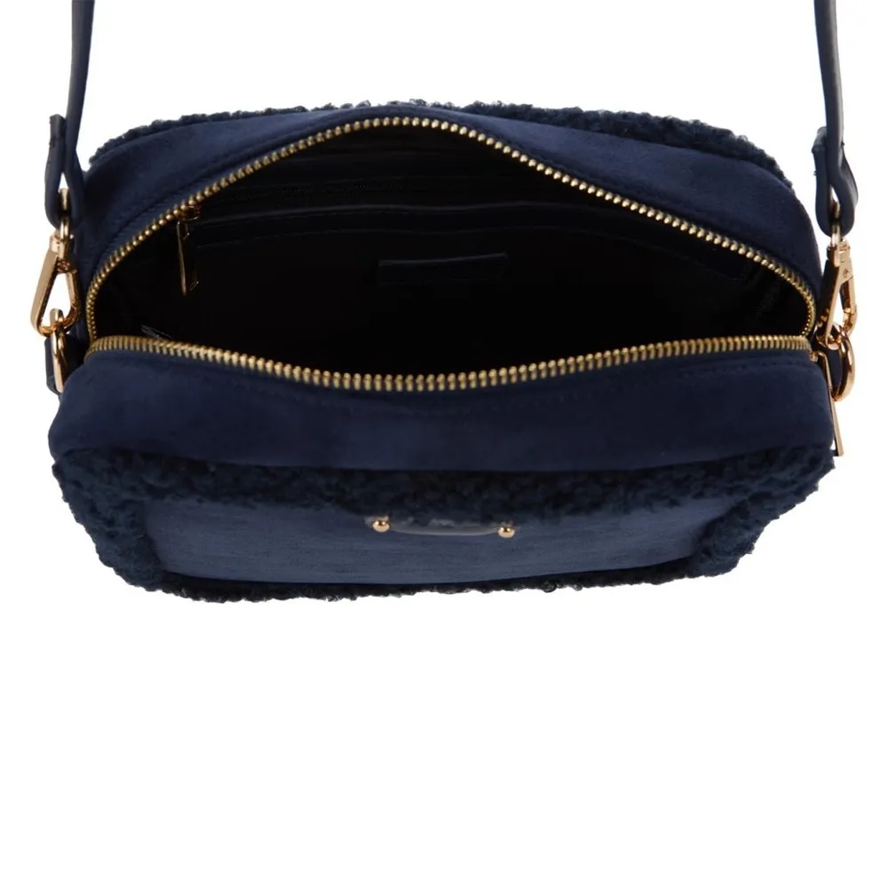 New BEARPAW Women's Faux Suede Shearling‎ Trim Crossbody Camera Handbag - Image 4