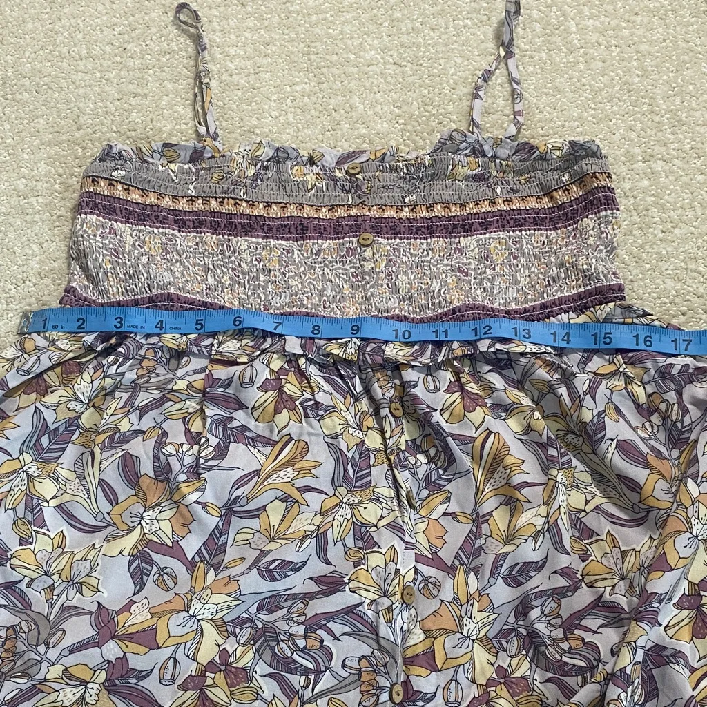 Bohemian Floral Midi Dress in Purple and Cream Size L - Image 15