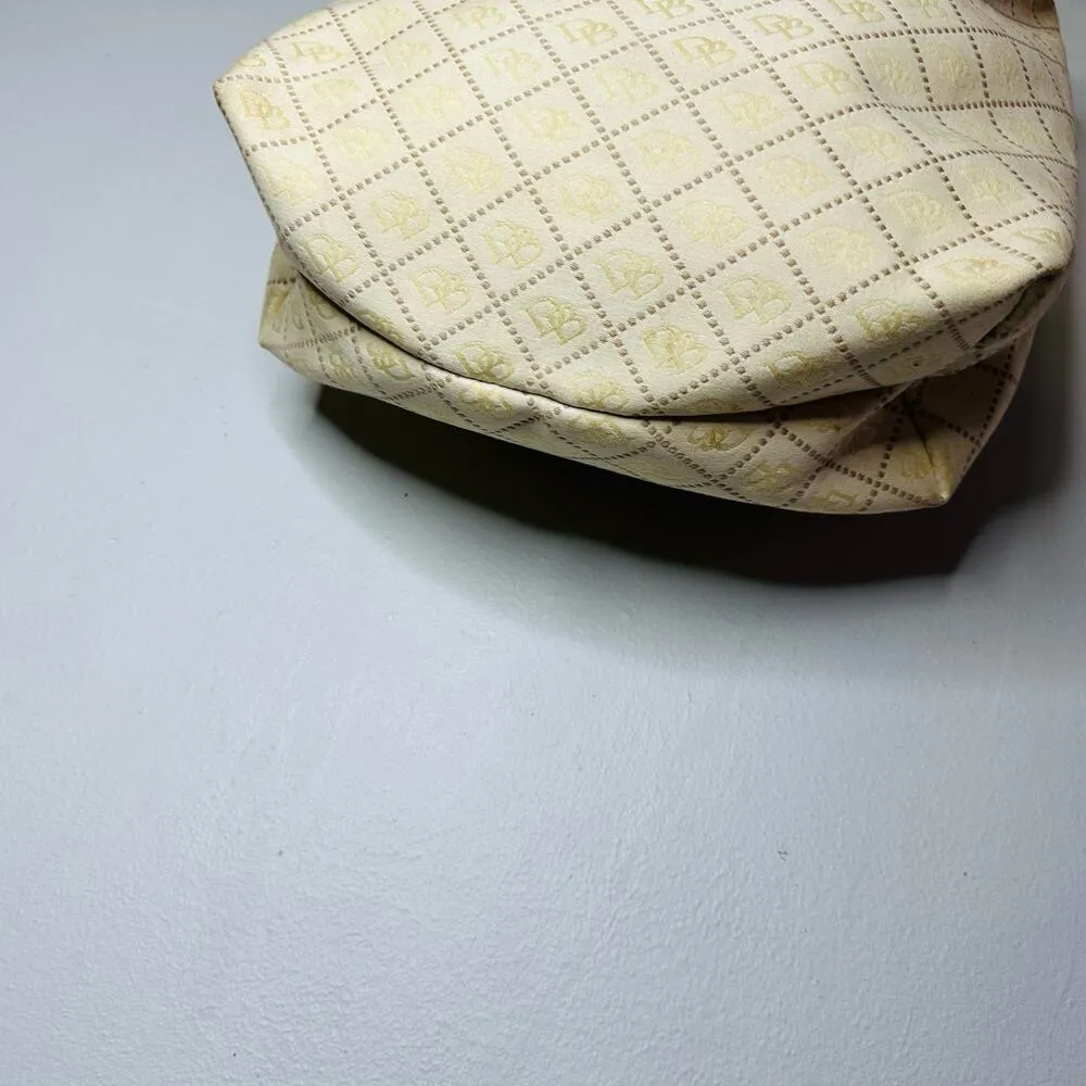 DOONEY & BOURKE Cream Yellow DB Monogrammed Vachetta Leather Shoulder Bag - Image 5