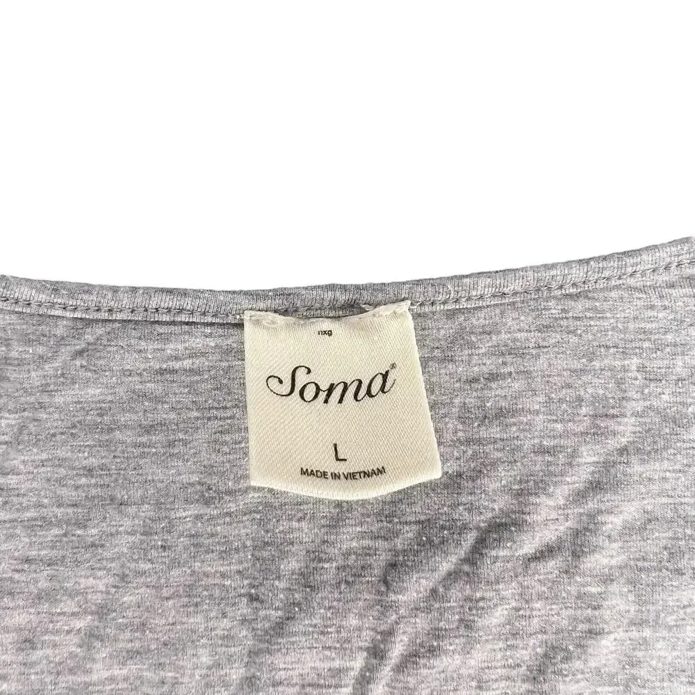 Soma Women's Large Gray Short Sleeve V-Neck‎ Knee Length Night Gown / Dress - Image 3