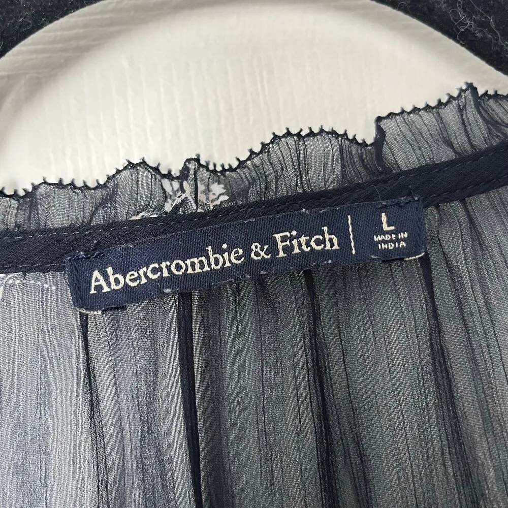 Abercrombie & Fitch Sheer Floral Peasant Top - Size L - Image 3