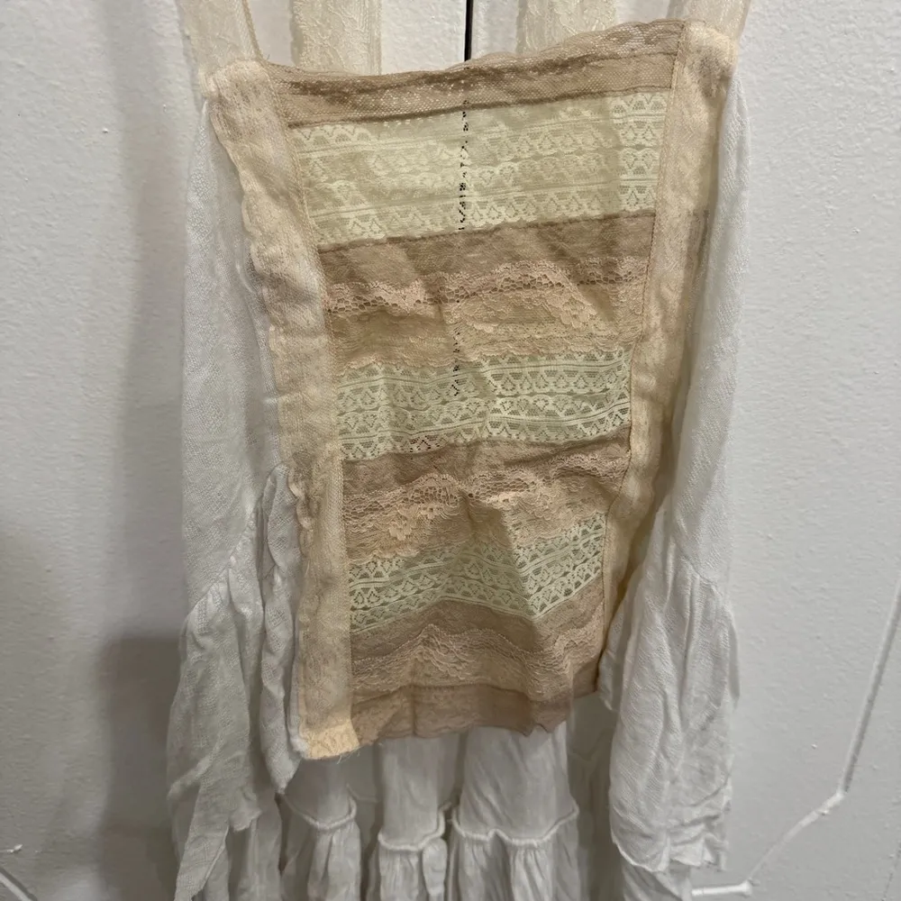 Free People White Lace Front Flowy Tank Top - Image 3