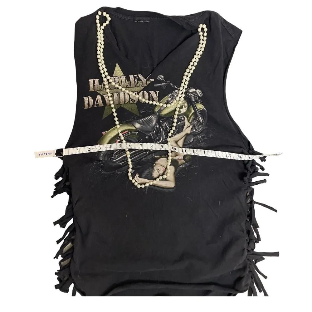 Harley Davidson  Motorcycles Custom Embellished T Shirt Pearls Vintage Small - Image 8