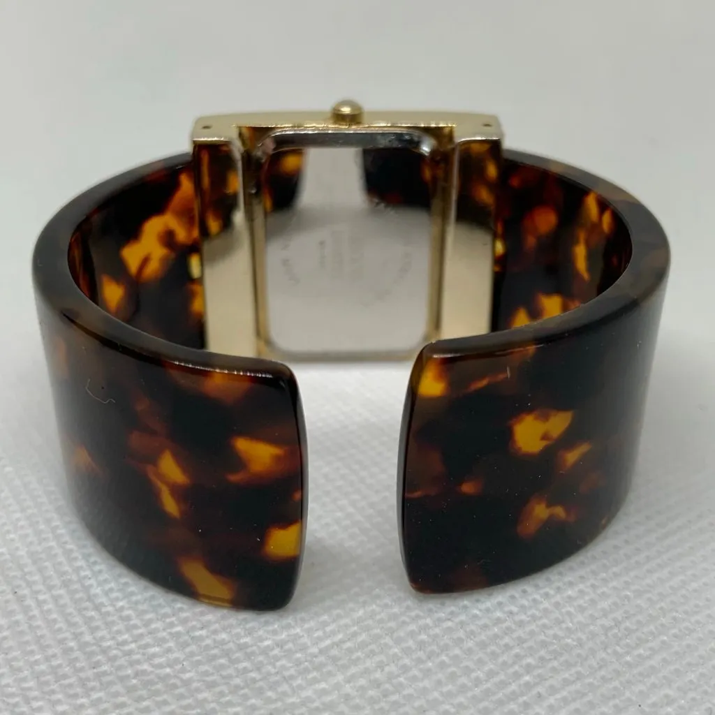 Geneva women's cuff watch gold tone 30mm Quartz tortoiseshell size 6” running - Image 4