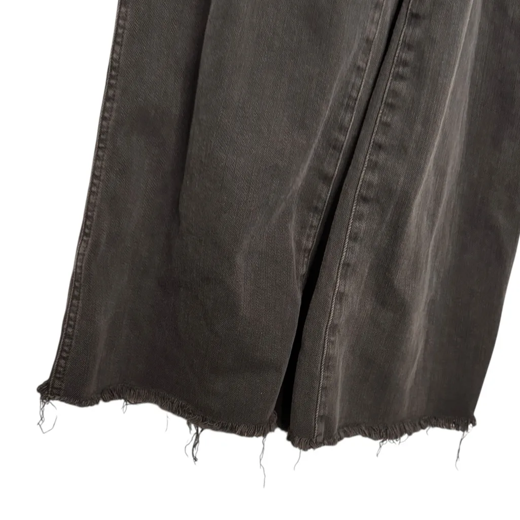 AERIE GRAY RAW HEM WIDE LEG OVERALLS SZ XS - Image 3