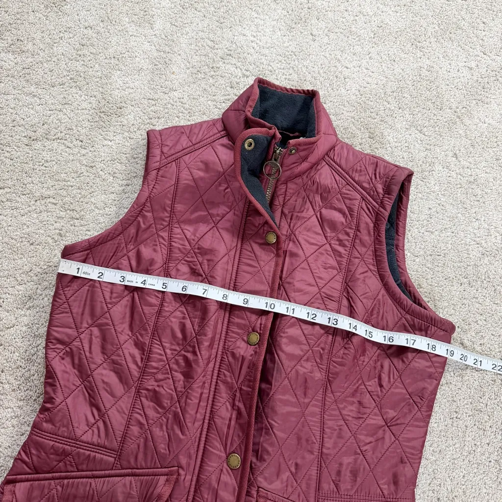 Barbour Women’s Cavalry Quilted Gilet Vest Full Zip Fleece Lined in Burgundy 8 - Image 12