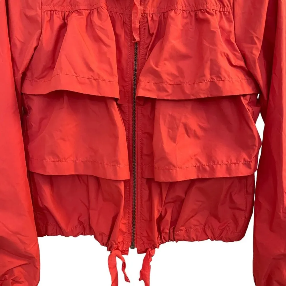 Ann Taylor LOFT Women’s Red Windbreaker Jacket Ruffled Layers Full Zip XS - Image 3