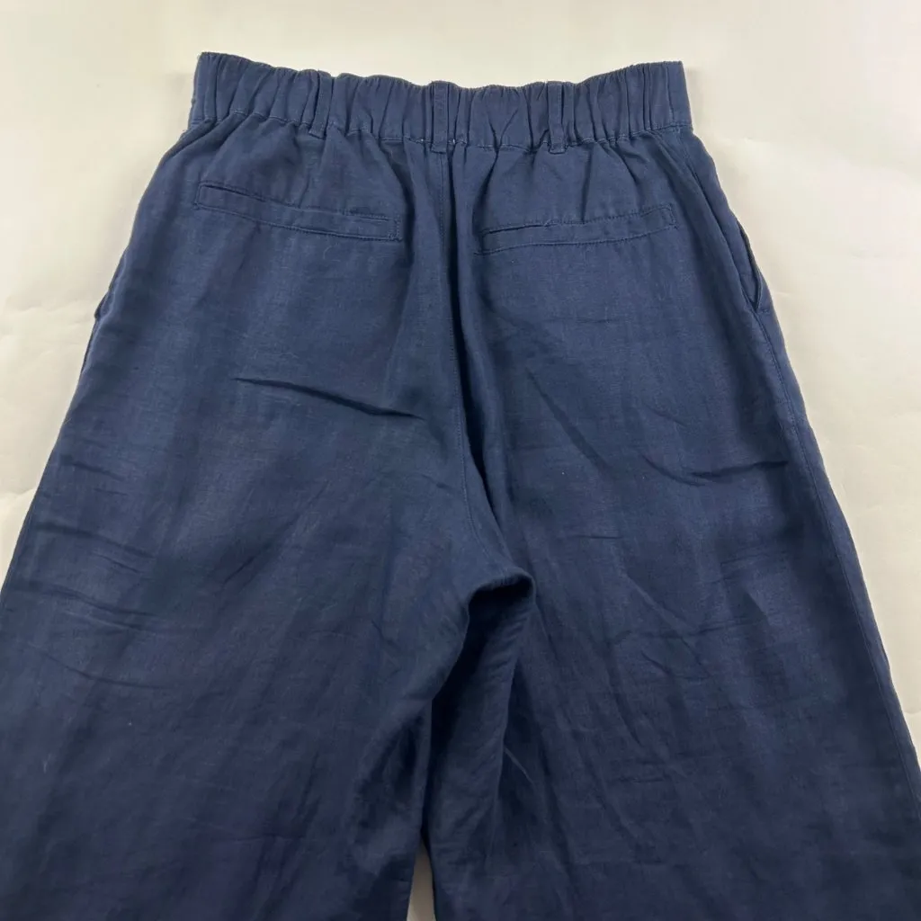 Joie Navy Blue Linen High Rise Wide Leg Summer Trouser Pant S - Image 6