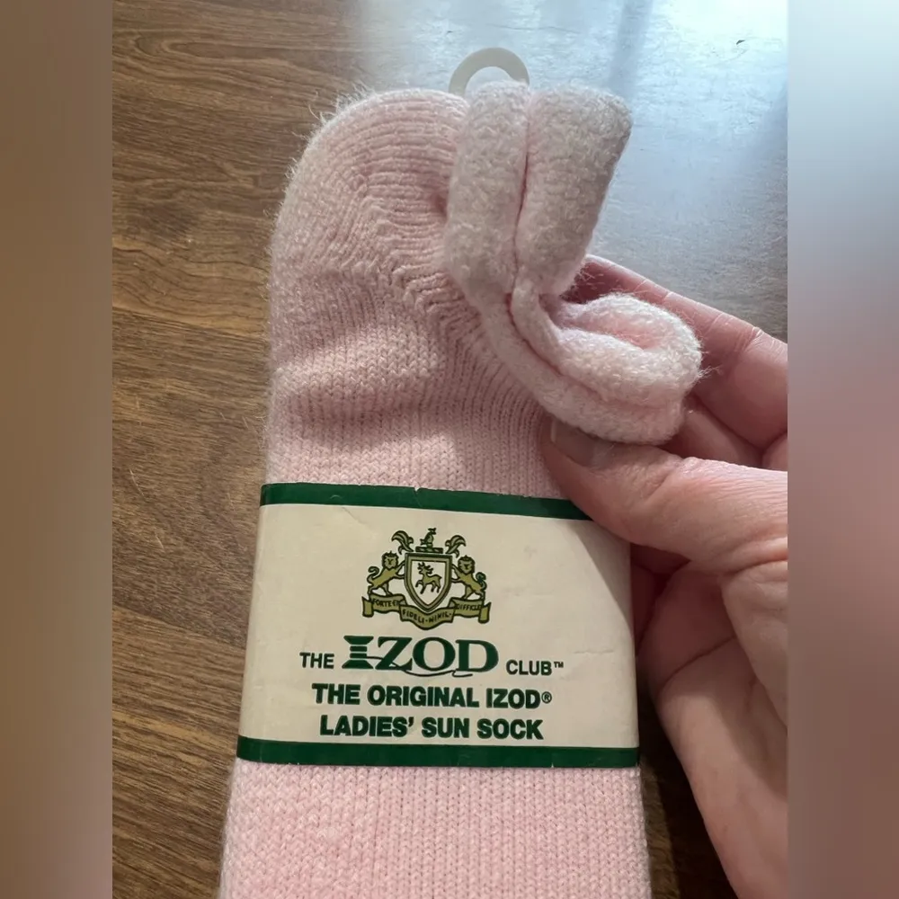 The Original Izod Club Ladies Sun Sock Vintage Socks Pink Orlon Acrylic Nylon - Image 2