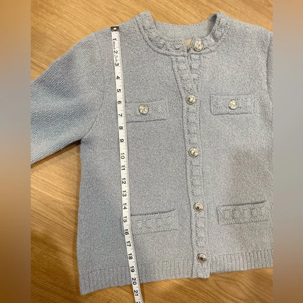 H&M Light Blue Textured knit cardigan Medium - Image 7