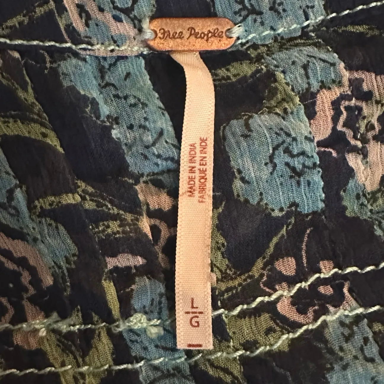 Free people Bohemian See it through Maxi Dress Twilight Floral Retro 70s Large - Image 12