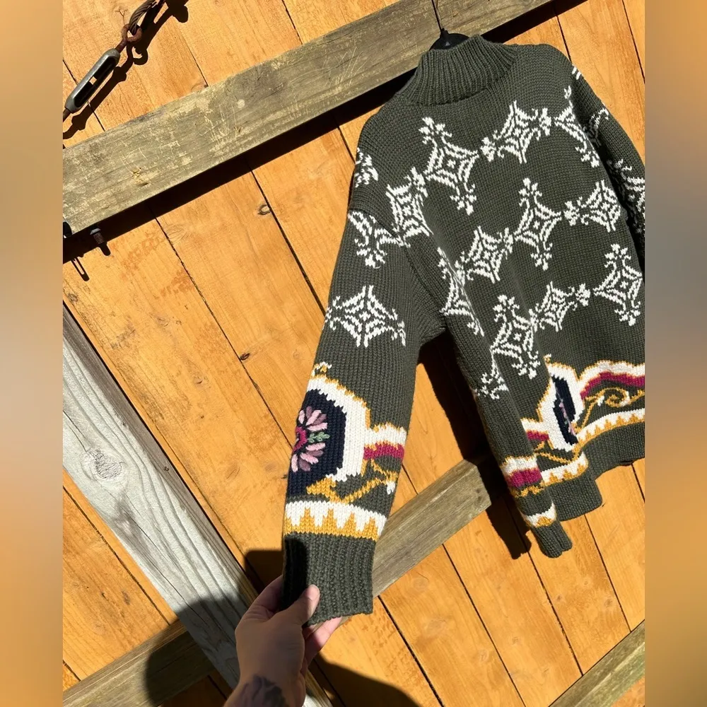 Vintage Floral Best American Clothing Sweater Sz small‎ green 90s cottage cozy - Image 11