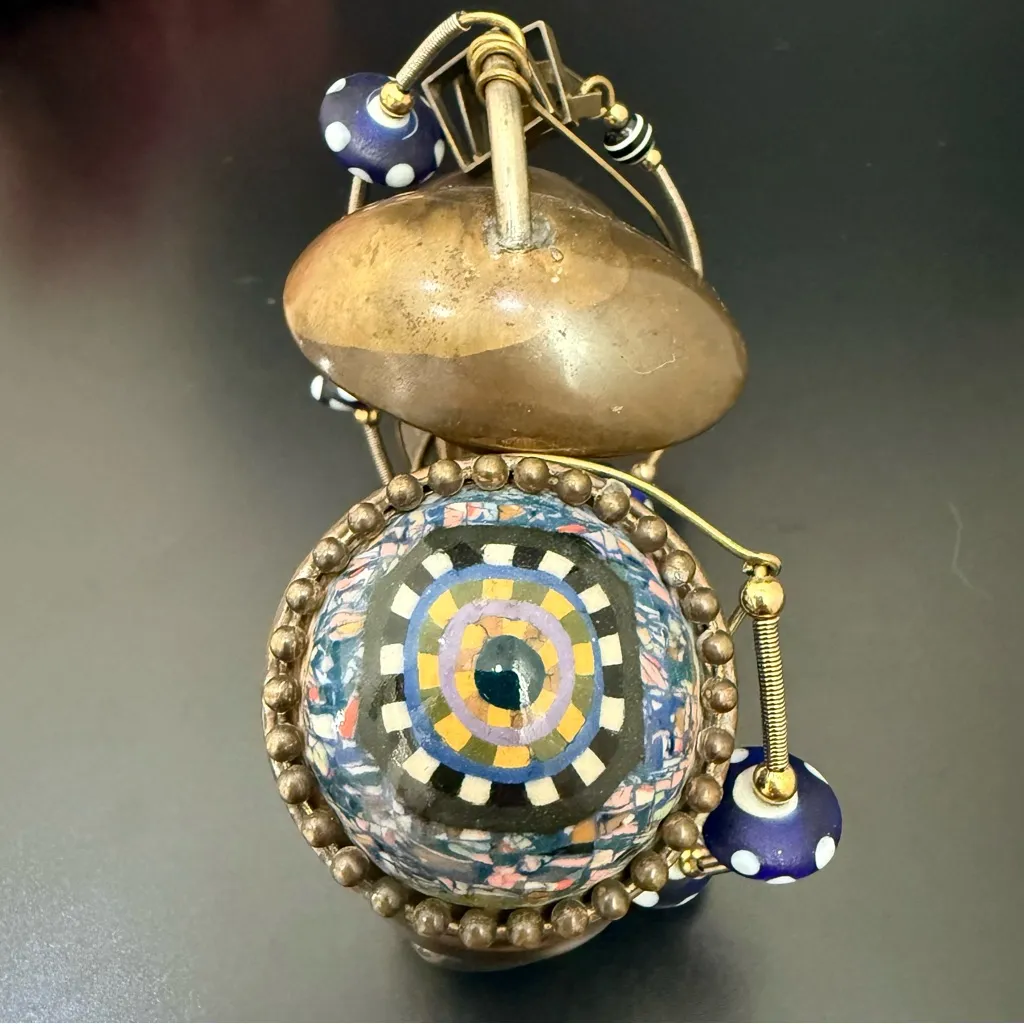 Unique Handcrafted Steam Punk Mixed Metal Chunky Hinged Bangle Bracelet 106.9g. Brown - Image 10