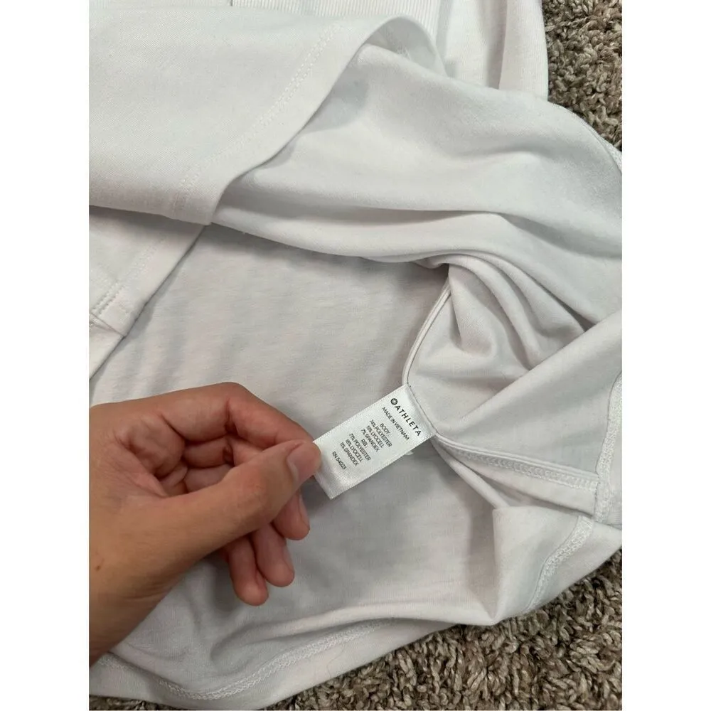 Athleta Essence Tunic Cowl Neck Hoodie Pullover Long Sweater White Athletic M - Image 8