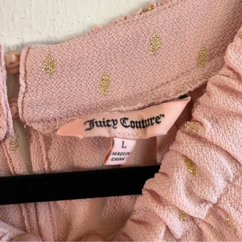 Juicy Couture Dress Peach-Pink w/ Gold Cinched Sleeveless Halter Dress Sz L EUC - Image 6