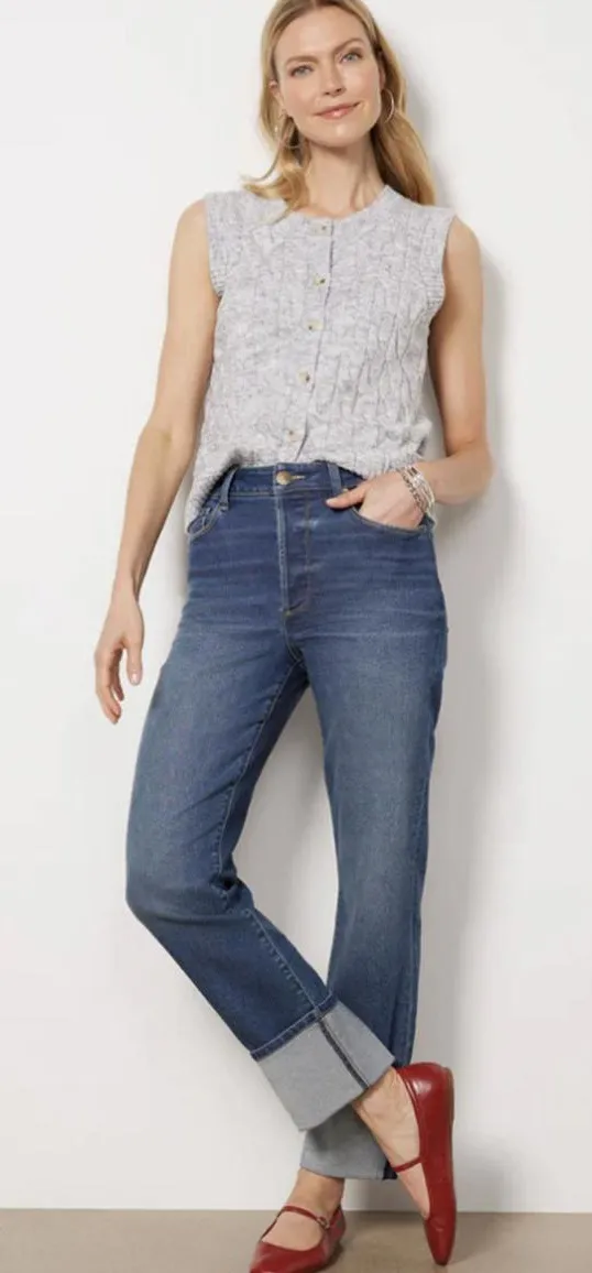Evereve "Ever Straight" with Cuff Straight Leg Denim Jeans - Size - 24 - Image 1