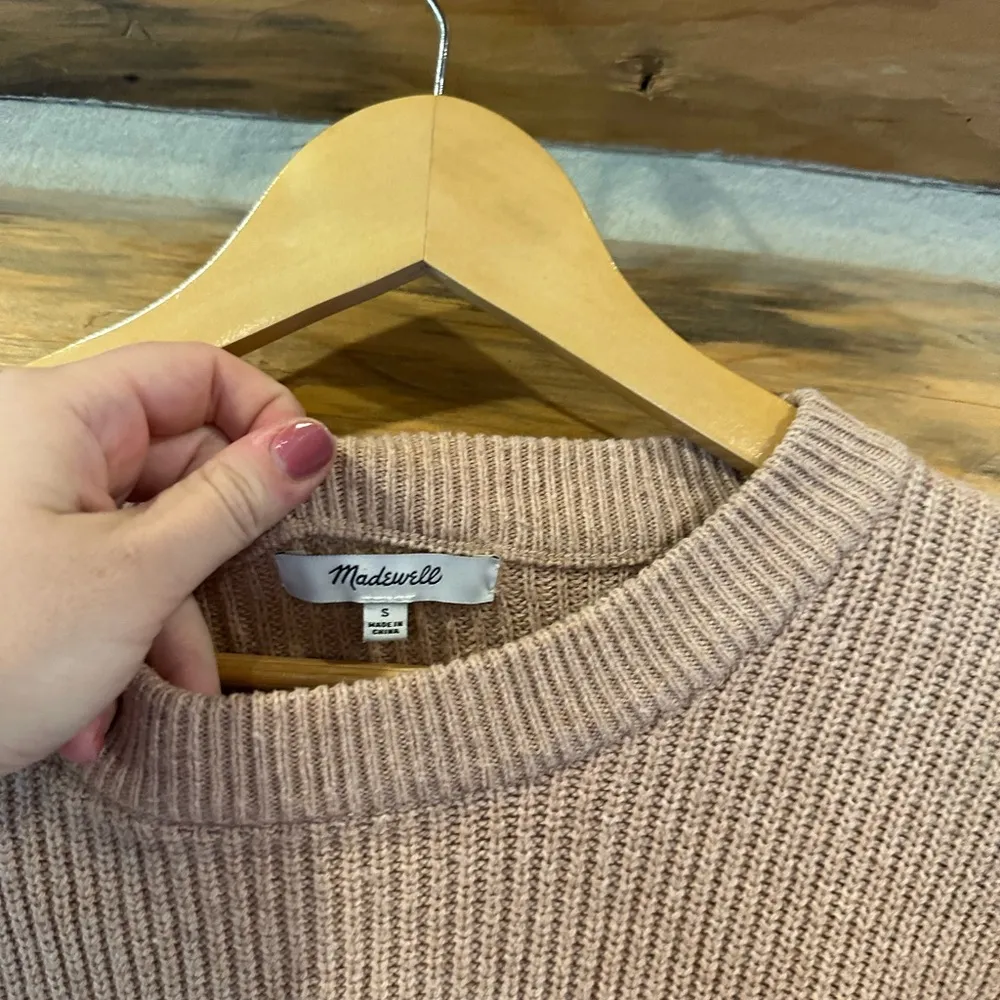 Madewell Beige Ribbed Knit Sweater with Pockets - Image 4