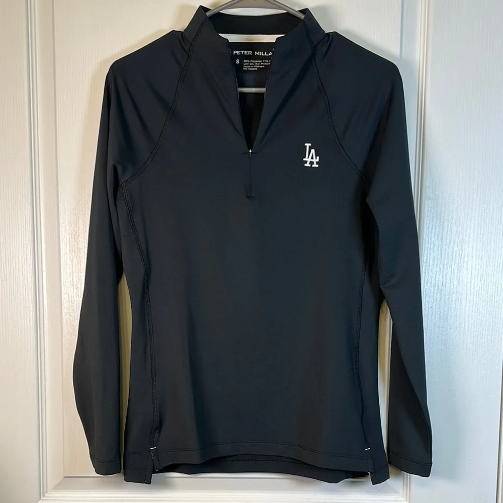 Peter Millar Los Angeles Dodgers Raglan Sleeve Perth Layer Quarter Zip #1584 - Image 2