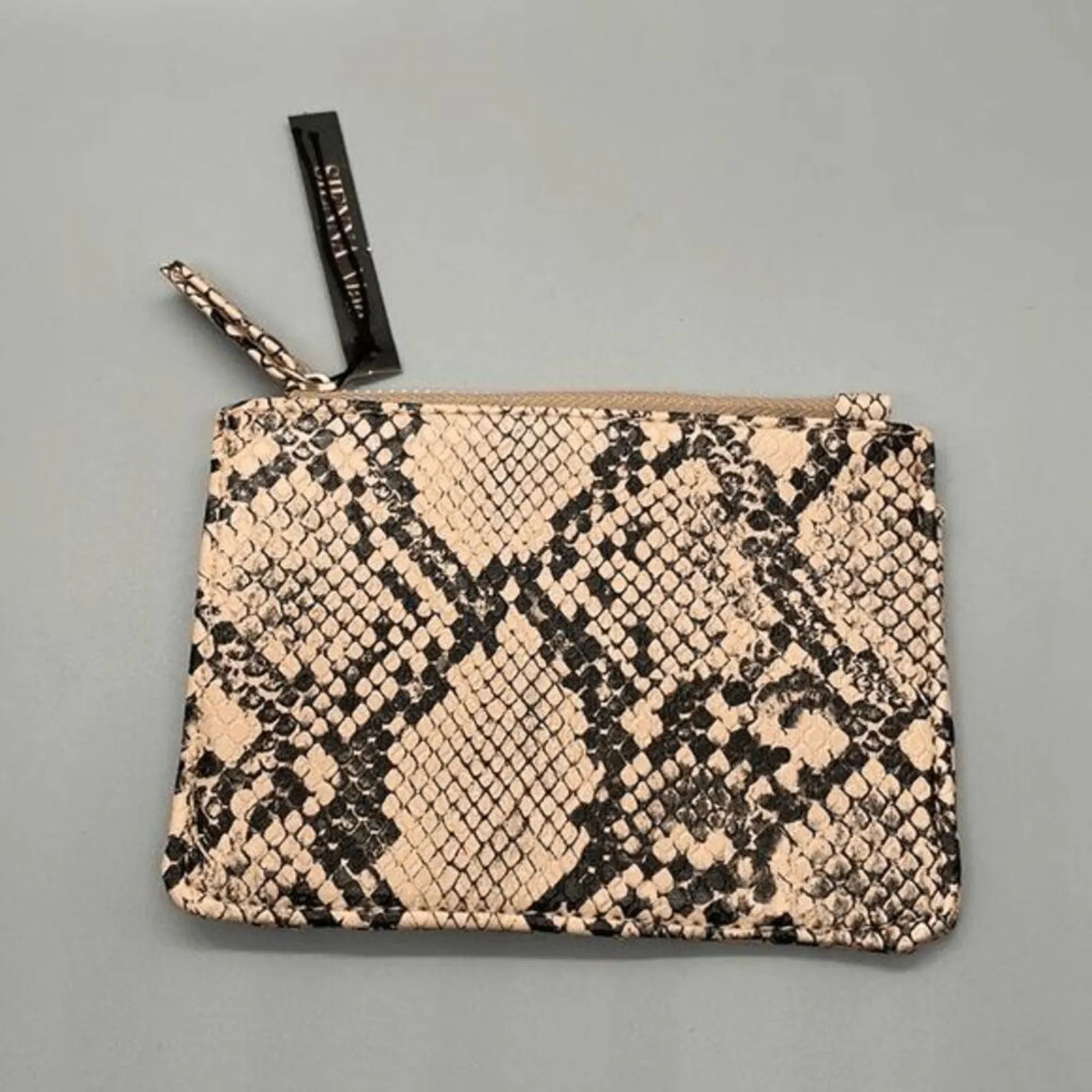 Sienna Mae Lennon Vegan Leather Card Wallet Beige & Black Snake Print Tan - Image 2