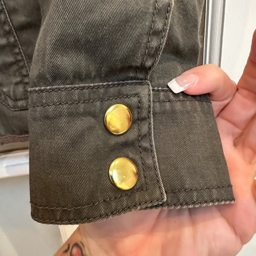 J. CREW Relaxed Fit Boyfriend Field Military Jacket Olive Green Size XXS - Image 6