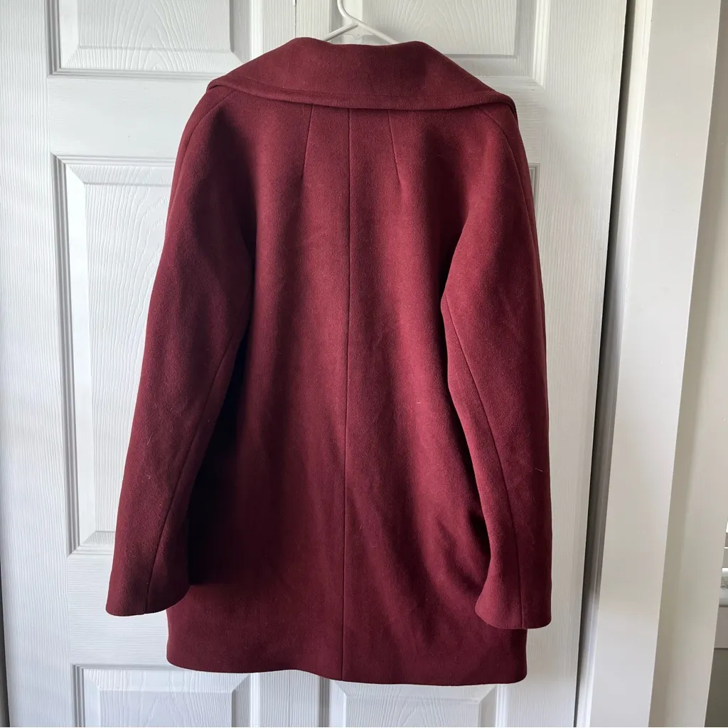 Trina Turk Coat Woman 14 Peacoat Double Breasted Maroon Jacket Wool Cashmere - Image 4