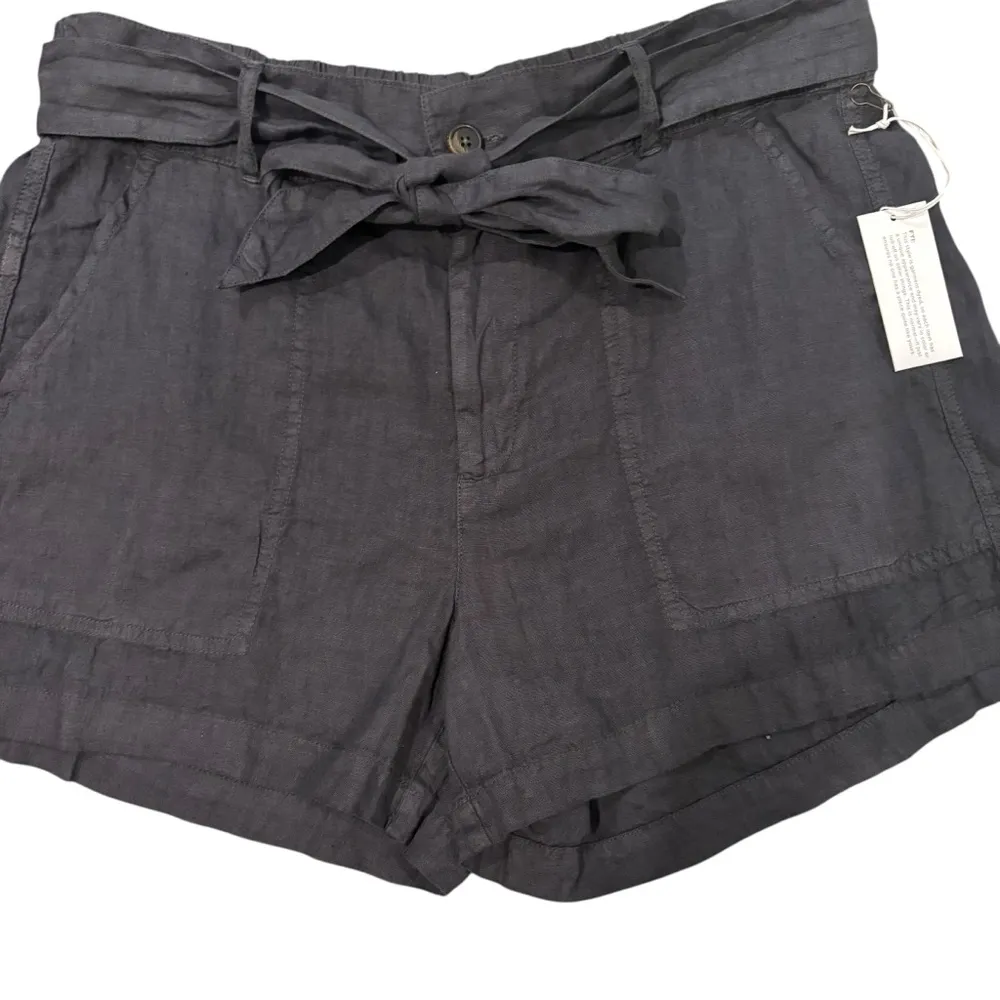 NWT, LOFT Lou & Grey Tie Waist Linen Shorts in Dark Gray, Sz M - Image 7