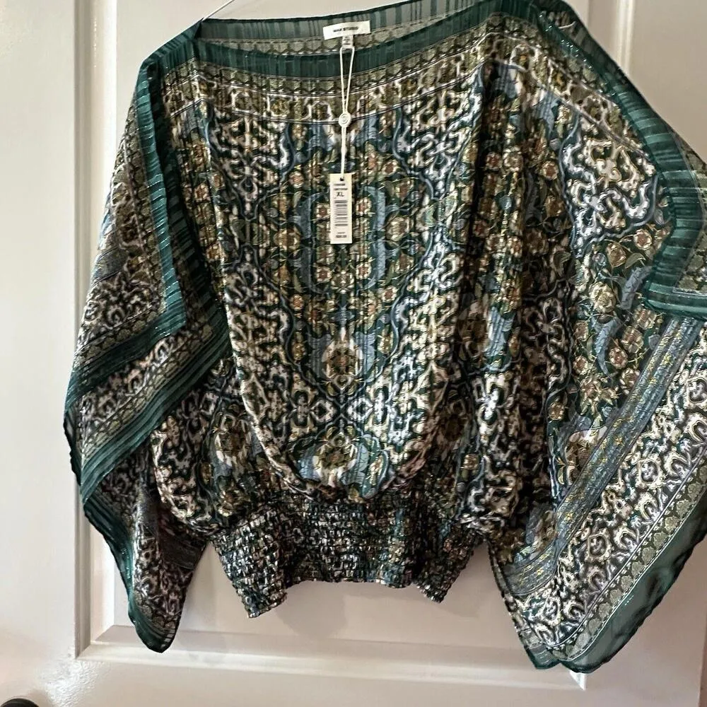 Max Studio Women's Slit Sleeve Flowy Loose Poncho Blouse Shirt Top Sz XL $88 - Image 3